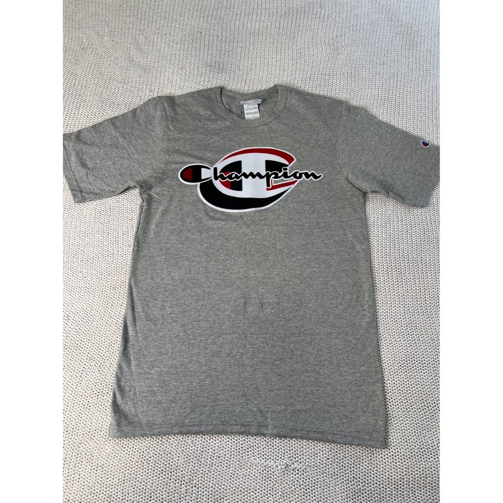 Champion Mens Heritage Big C Logo Graphic T-Shirt Heather Gray Small